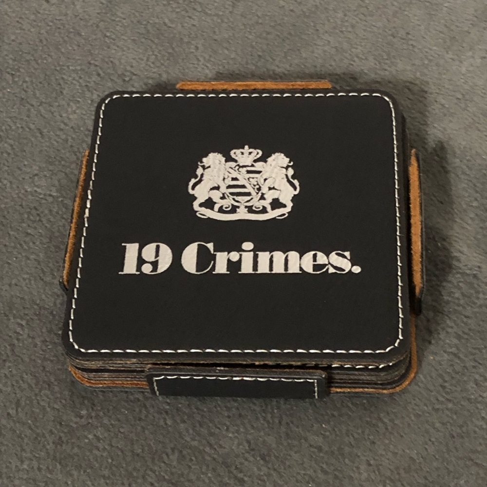 19 Crimes Faux Leather Coaster Set